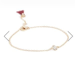 Shashi Solitaire Bracelet NWT Gold with maroon
